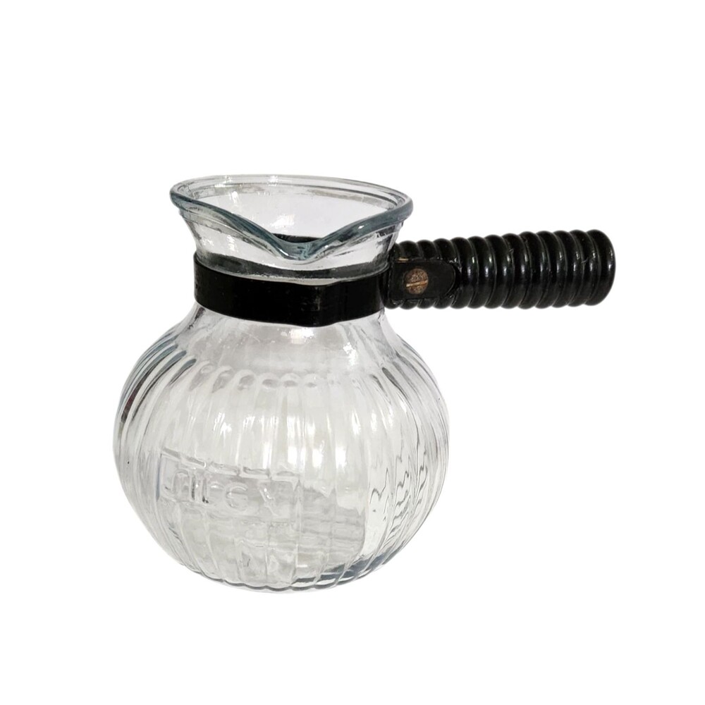 Vintage Silex 1.5 Cup Dripolator Ribbed Glass Coffee Carafe Pot Black Handle